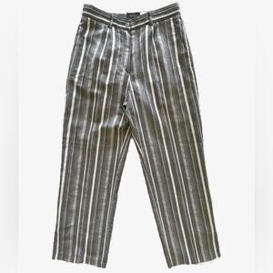 Brax Stripe Linen Wide Leg Pants Grey/White Size 6